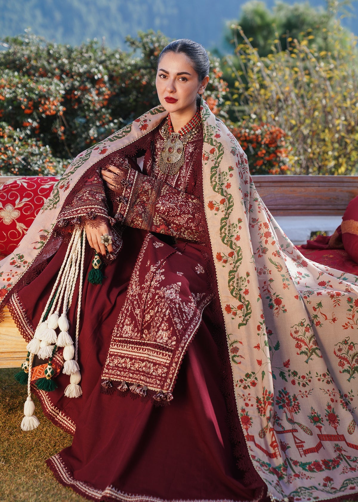 3 Piece - Embroidered Lawn Suit With Silk Dupatta
