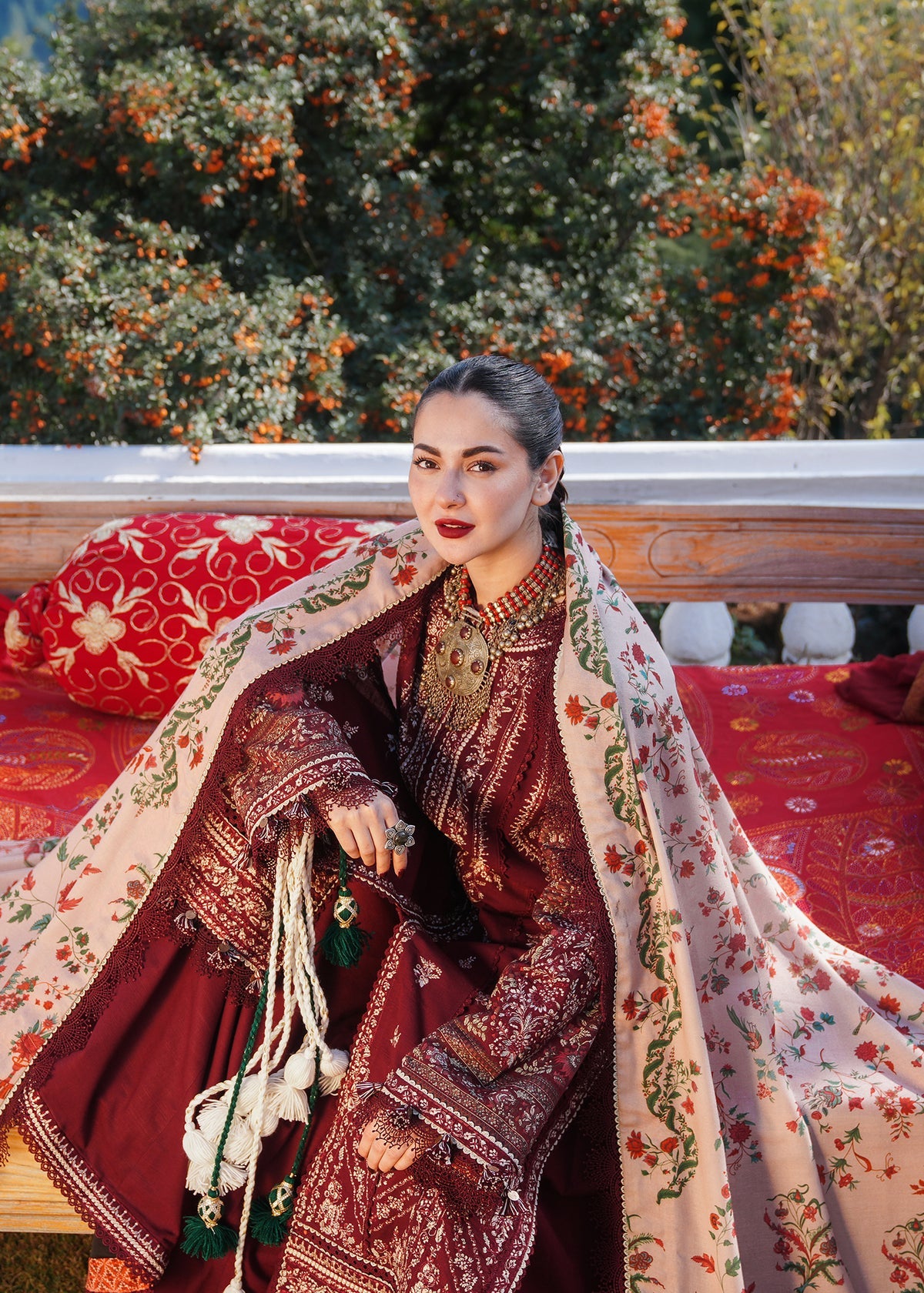 3 Piece - Embroidered Lawn Suit With Silk Dupatta