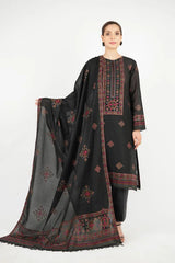 3 Piece - Embroidered Lawn Suit With Chiffon Dupatta