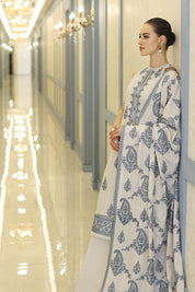 3 Piece - Embroidered Lawn Suit With Chiffon Dupatta