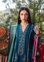 3 Piece - Embroidered Lawn Suit With Chiffon Dupatta