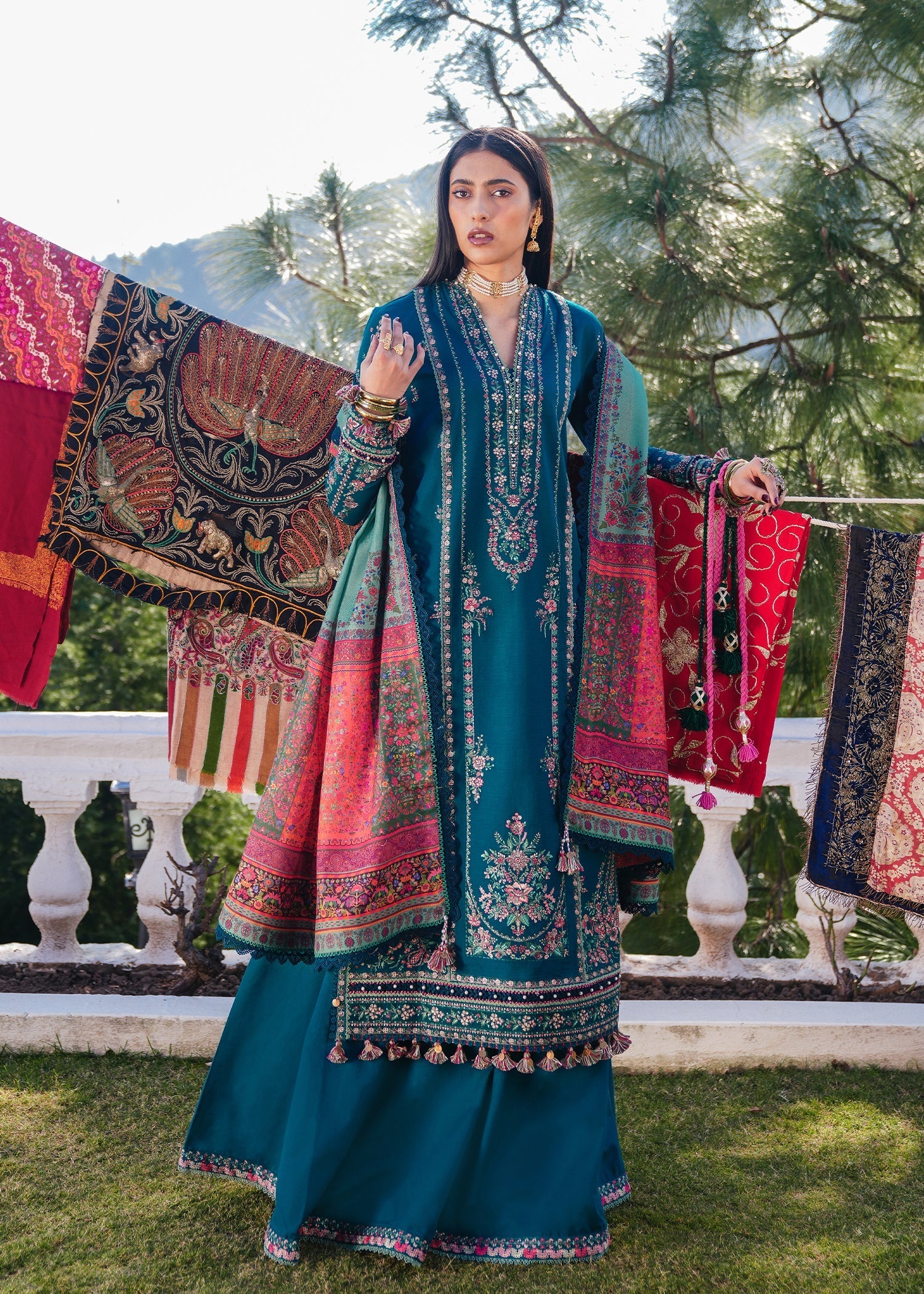 3 Piece - Embroidered Lawn Suit With Chiffon Dupatta