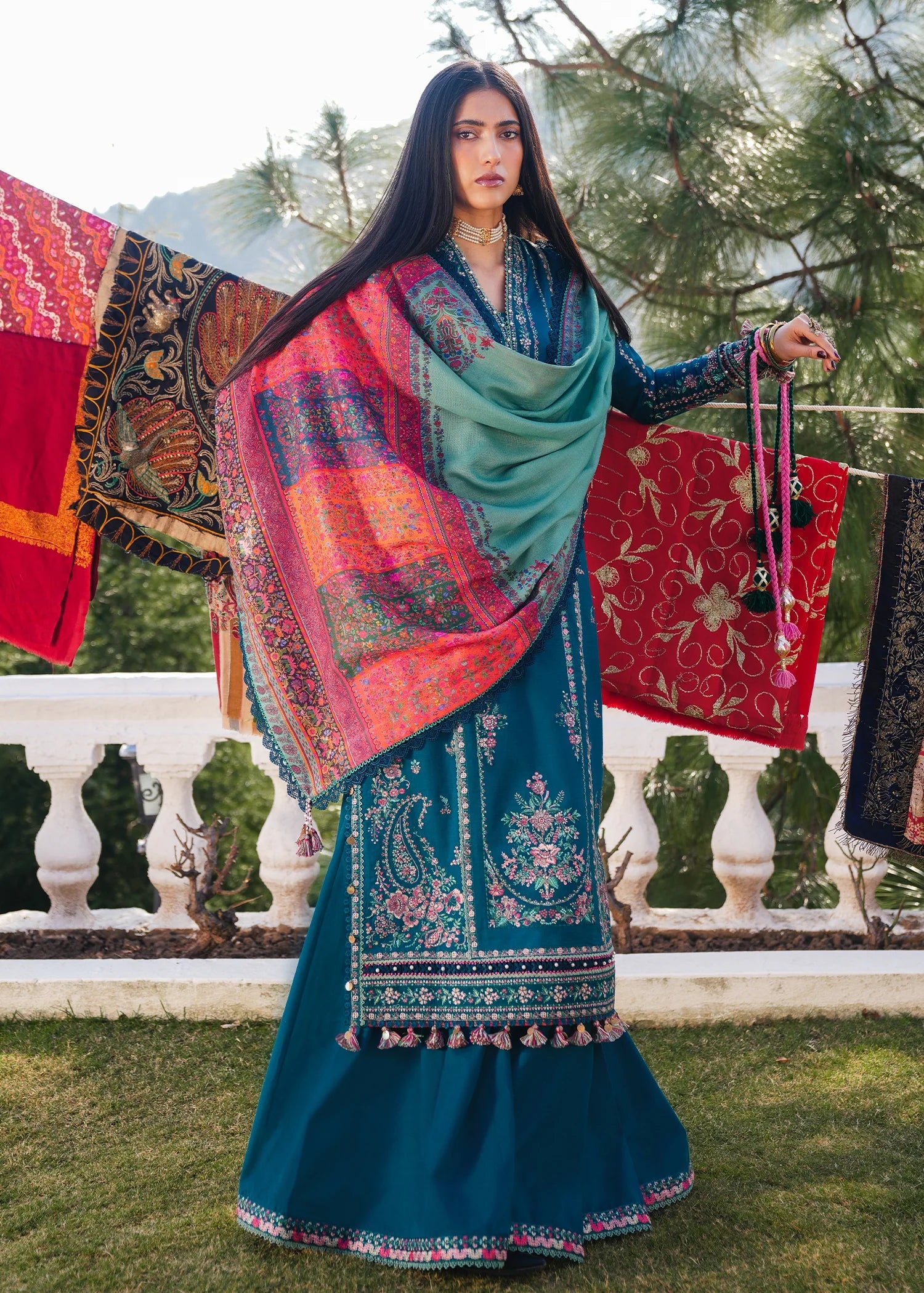 3 Piece - Embroidered Lawn Suit With Chiffon Dupatta