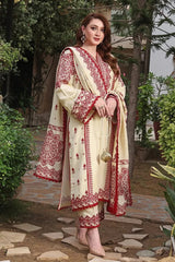 3 Piece - Embroidered Lawn Suit With Chiffon Dupatta