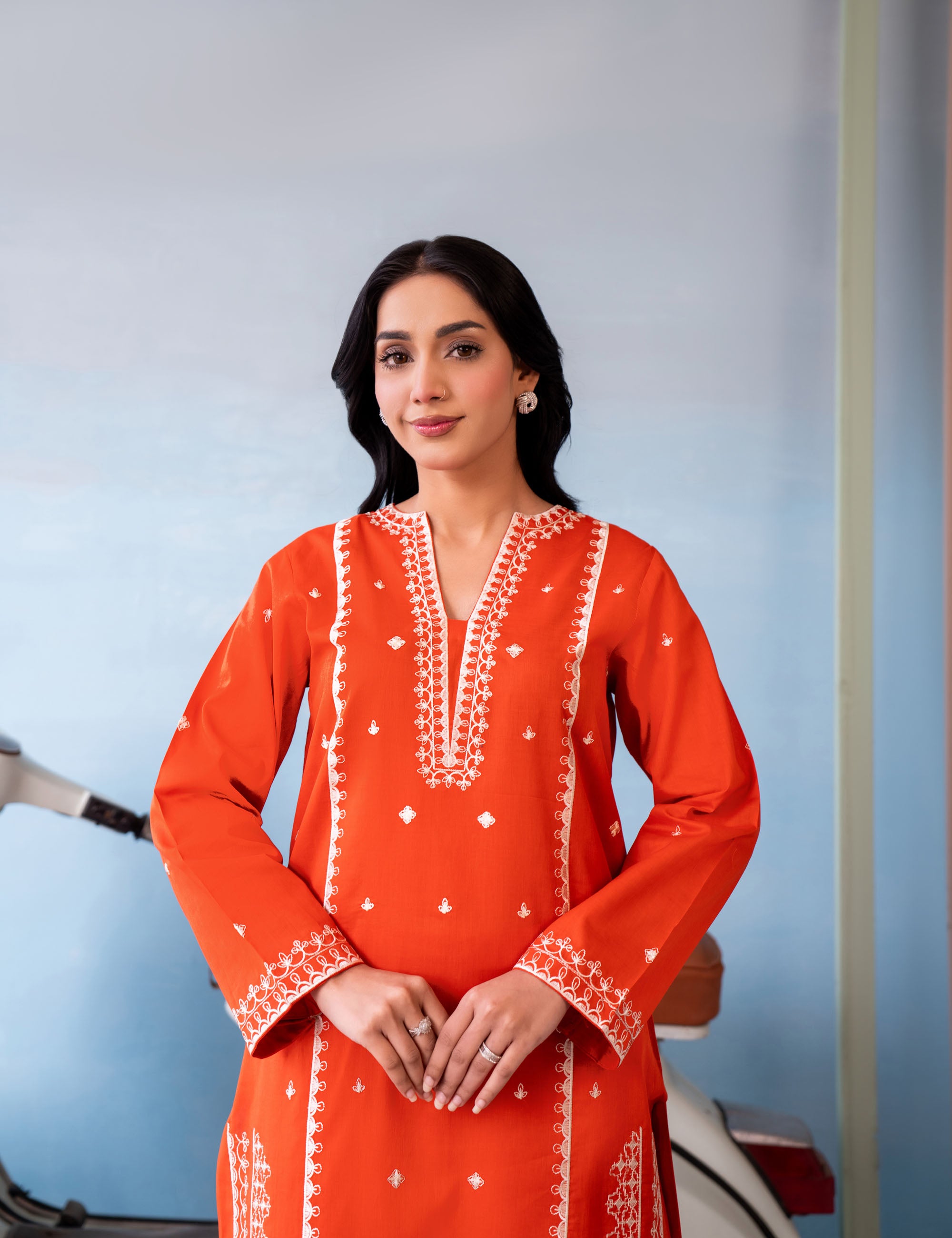Orange kurta for women