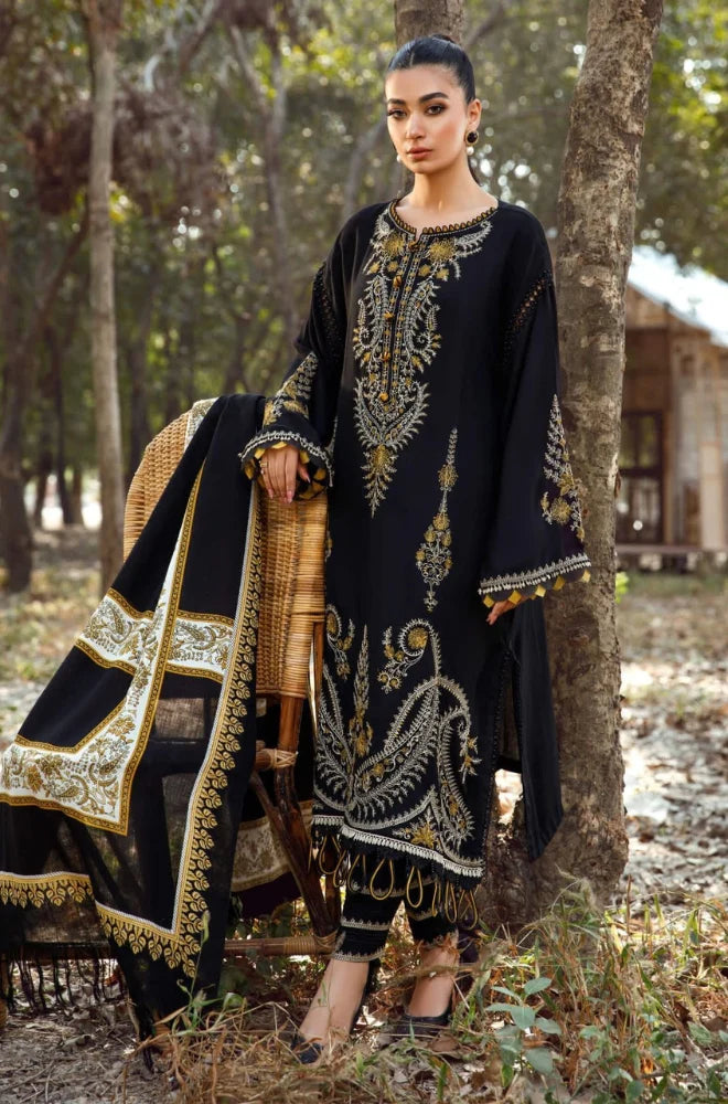 3 Piece - Embroidered Lawn Suit With Chiffon Dupatta
