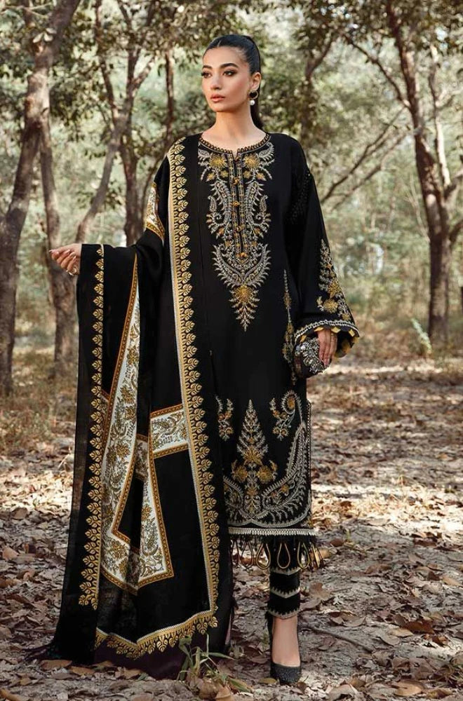3 Piece - Embroidered Lawn Suit With Chiffon Dupatta