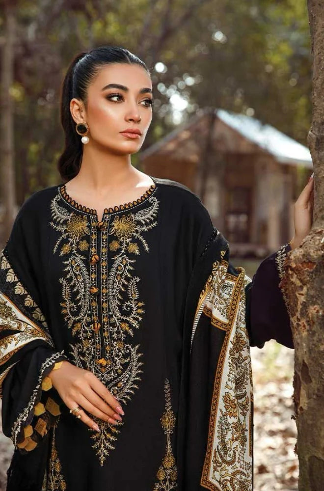 3 Piece - Embroidered Lawn Suit With Chiffon Dupatta