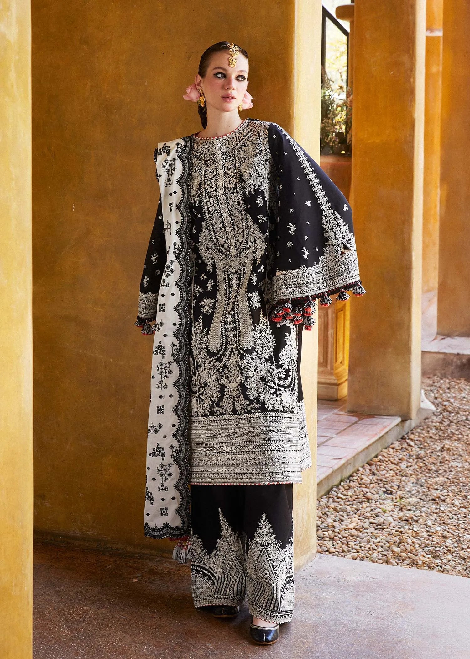 3 Piece - Embroidered Lawn Suit With Silk Dupatta